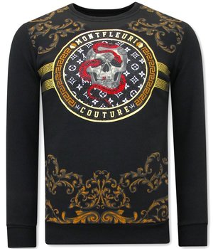 Tony Backer Schöne Pullover Snake Skull - 3674 - Schwarz