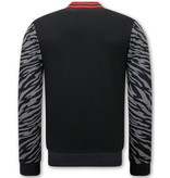 Tony Backer Herren Strickjacke mit Print Tiger Design - 3689 - Schwarz