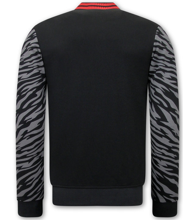 Tony Backer Herren Strickjacke mit Print Tiger Design - 3689 - Schwarz