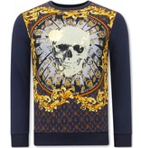 Tony Backer Skull Strass Sweatshirt Herren - 3796 - Blau