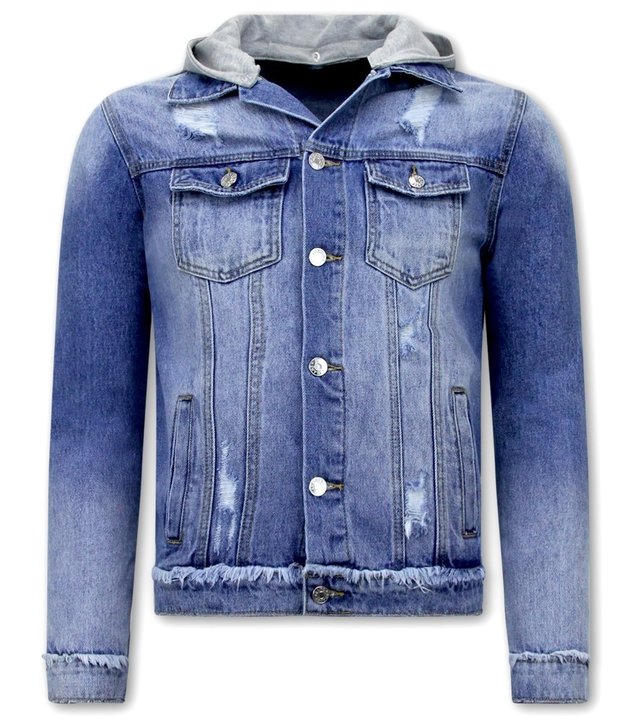 Enos Blaue Jeansjacke Herren Mit Kapuze -RJ9031- Blau