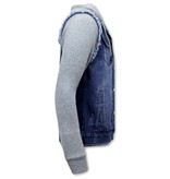 Enos Jeansjacke Mit Stoffärmeln - RJ9101 - Blau