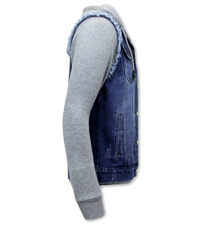 Enos Jeansjacke Mit Stoffärmeln - RJ9101 - Blau