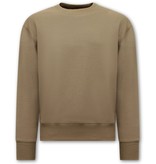 Y-TWO Basic Oversize Billige Pullover - F2589 - Braun