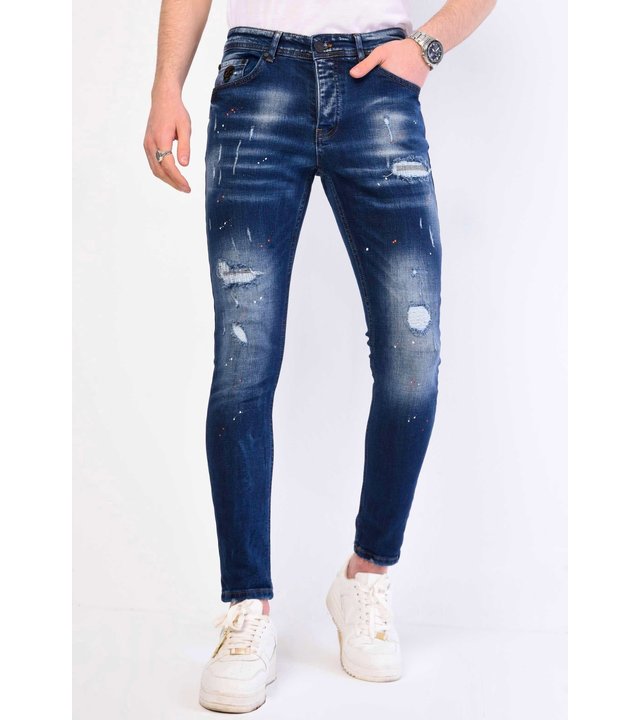 Local Fanatic Jeans Mit Farbspritzern Slim Fit  - 1060 - Blau