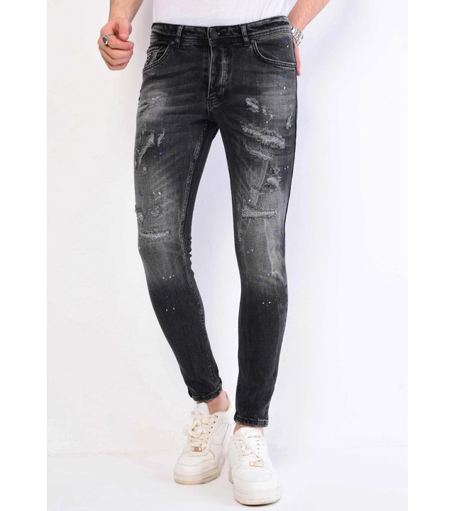 Local Fanatic Slim Fit Jeans Mit Farbspritzern - 1061 - Grau