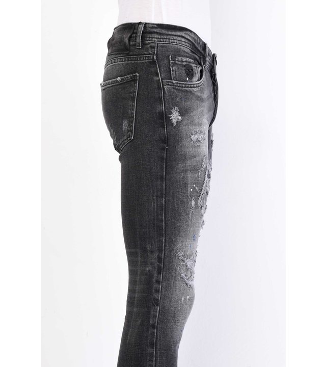 Local Fanatic Slim Fit Jeans Mit Farbspritzern - 1061 - Grau