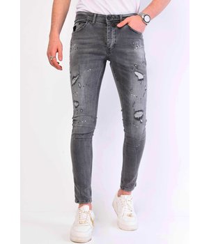Local Fanatic Jeans Farbspritzer Herren Slim Fit - 1064 - Grau