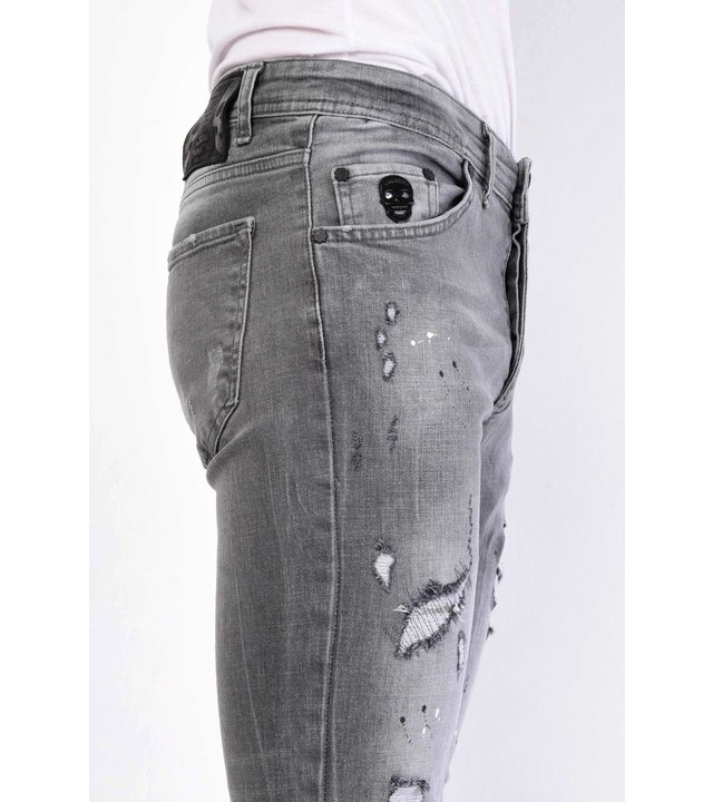 Local Fanatic Jeans Farbspritzer Herren Slim Fit - 1064 - Grau