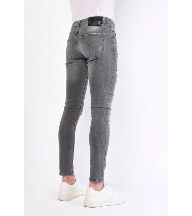 Local Fanatic Jeans Farbspritzer Herren Slim Fit - 1064 - Grau