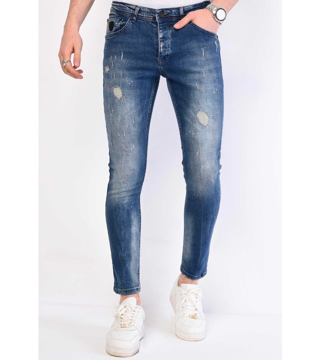 Local Fanatic  Slim Fit Herren Jeans Farbspritzer - 1068 - Blau