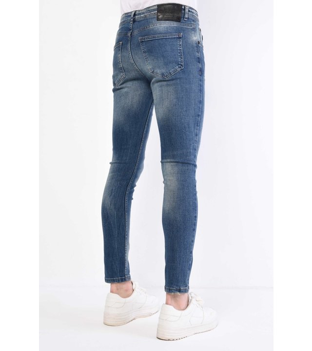 Local Fanatic  Slim Fit Herren Jeans Farbspritzer - 1068 - Blau