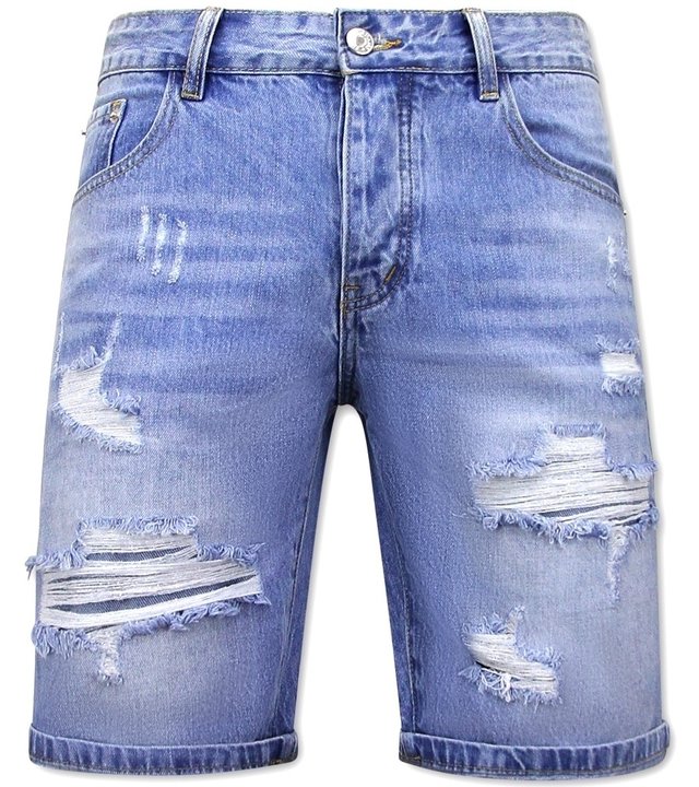 Enos Shorts Herren mit Löchern Denim - 9051 - Blau