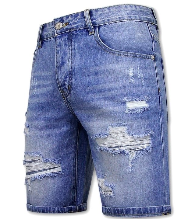 Enos Shorts Herren mit Löchern Denim - 9051 - Blau