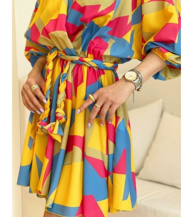 Msn-Collection Mittellanges Luxus-Damenkleid - 21324 - Gelb/Farbe