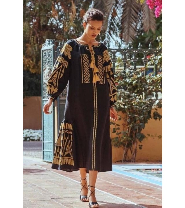 Msn-Collection Langes Luxus-Damenkleid - 22160 - Schwarz