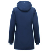 Matogla Damen Lange Winterjacke Tailliert Blau