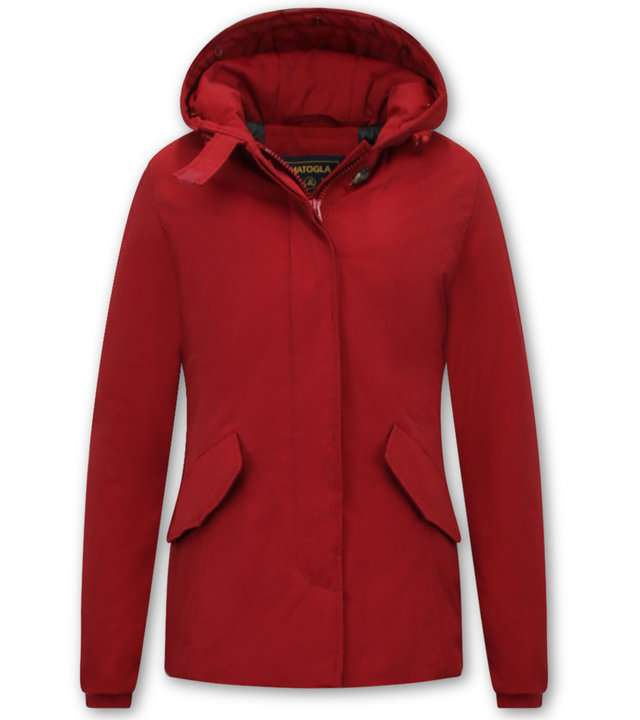 Matogla Taillierte Winterjacke Damen Kurze - Rot