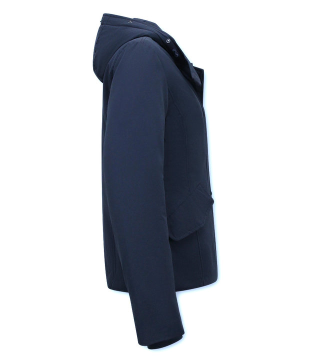 Matogla Damen Kurze Winterjacke Tailliert - Blau