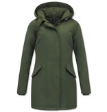 TheBrand Winterjacke Damen Lang Tailliert Grün