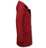 TheBrand Damen Winterjacke Lang Tailliert mit Kapuze - Rot