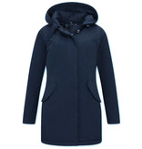 TheBrand Damen Winterjacke Lang Tailliert - Blau