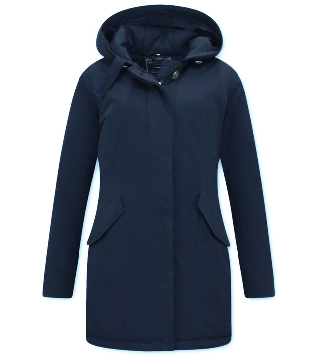 TheBrand Damen Winterjacke Lang Tailliert - Blau