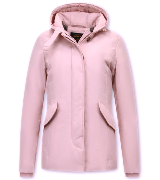 Matogla Winterjacke DamenTailliert mit Kapuze - Rosa