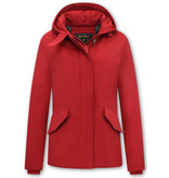 Matogla Winterjacke Damen Tailliert Kurz - Rot