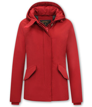 Matogla Winterjacke Damen Tailliert Kurz - Rot