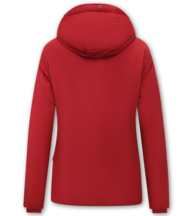 Matogla Winterjacke Damen Tailliert Kurz - Rot