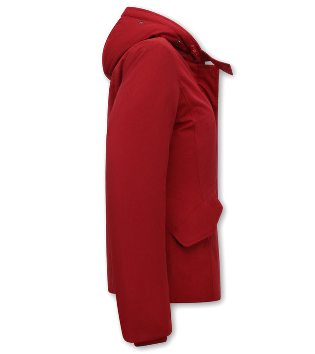 Matogla Winterjacke Damen Tailliert Kurz - Rot