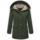 Lange Wattierte Jacke Damen mit Kapuz - Grün