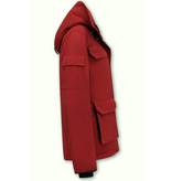 Matogla Kurze Winterjacke Damen Rot mit Kapuze