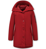 TheBrand Winter Parka Damen Lang mit Kapuze - Rot