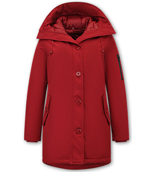 TheBrand Winter Parka Damen Lang mit Kapuze - Rot