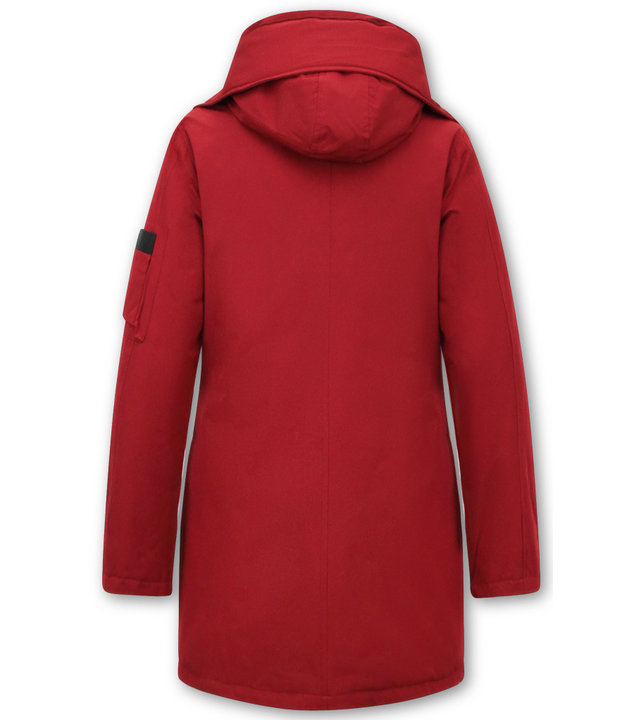 TheBrand Winter Parka Damen Lang mit Kapuze - Rot