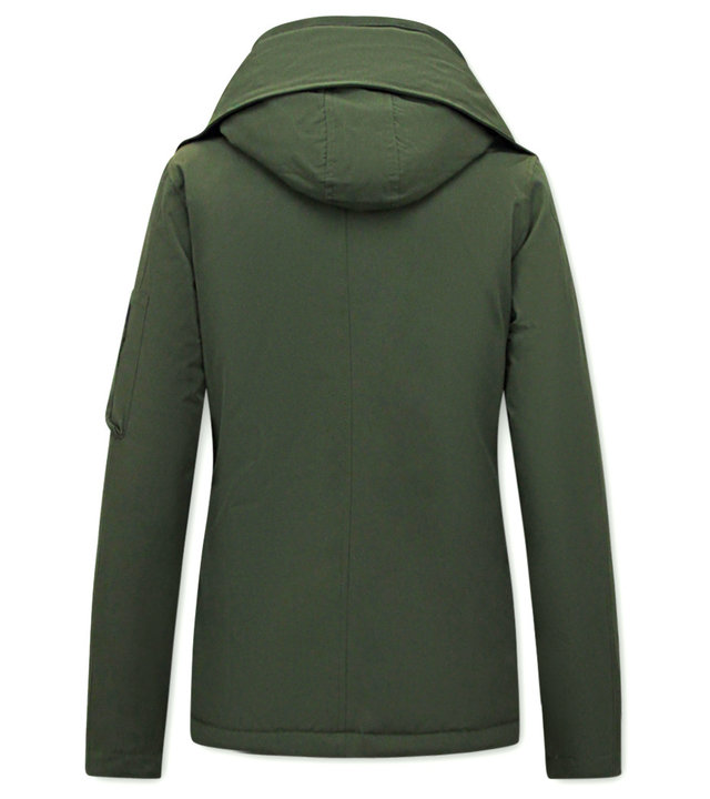 TheBrand Damen Winterjacke Kurze mit Kapuze - Grün