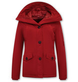 TheBrand Winterjacke Damen Kurz mit Kapuze - Rot