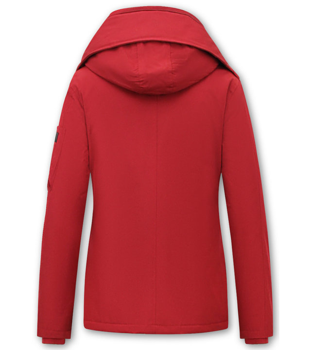 TheBrand Winterjacke Damen Kurz mit Kapuze - Rot