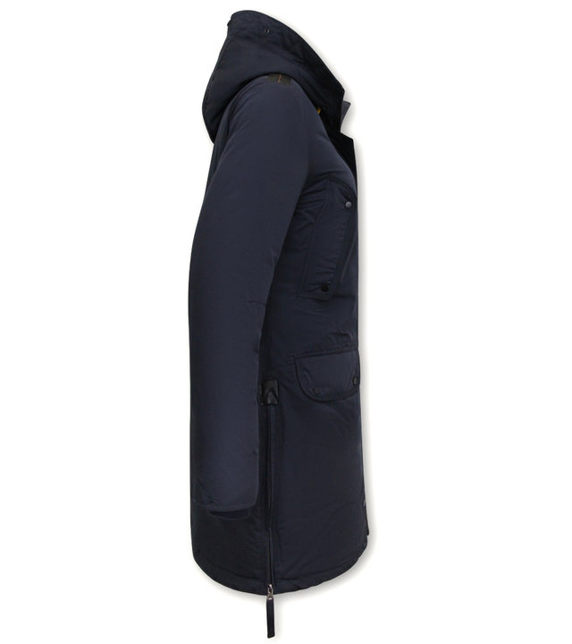 Gentile Bellini Lange Dicke Winterjacke Damen mit Kapuzen -  Blau