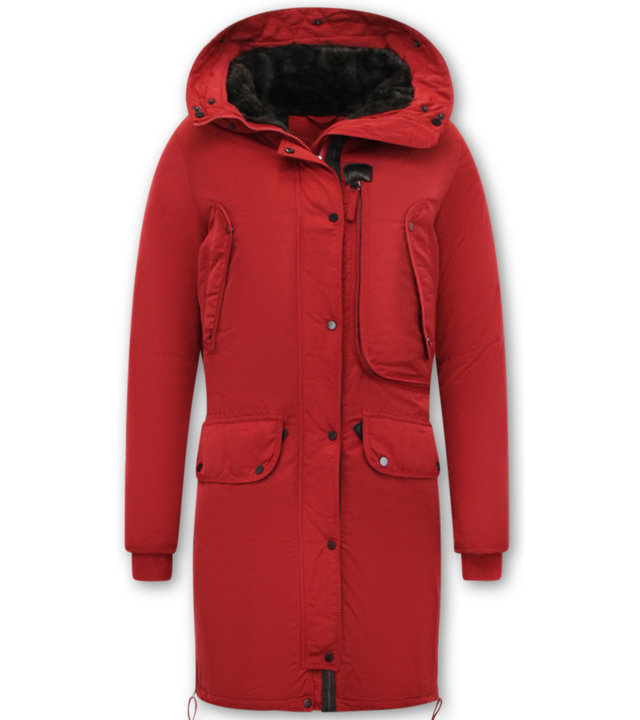 Gentile Bellini Warme Lange Winterjacken Damen - Rot