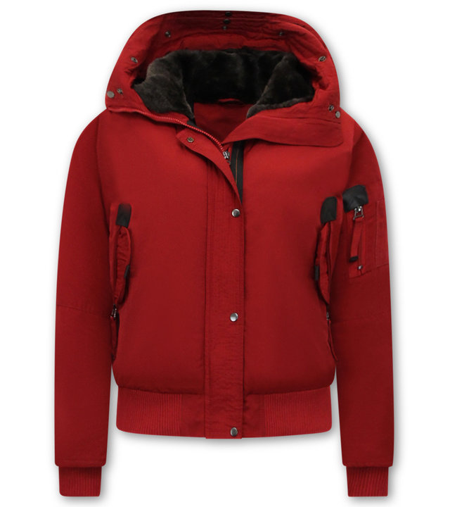 Gentile Bellini Kurze Winterjacke Damen mit Kapuzen -Rot