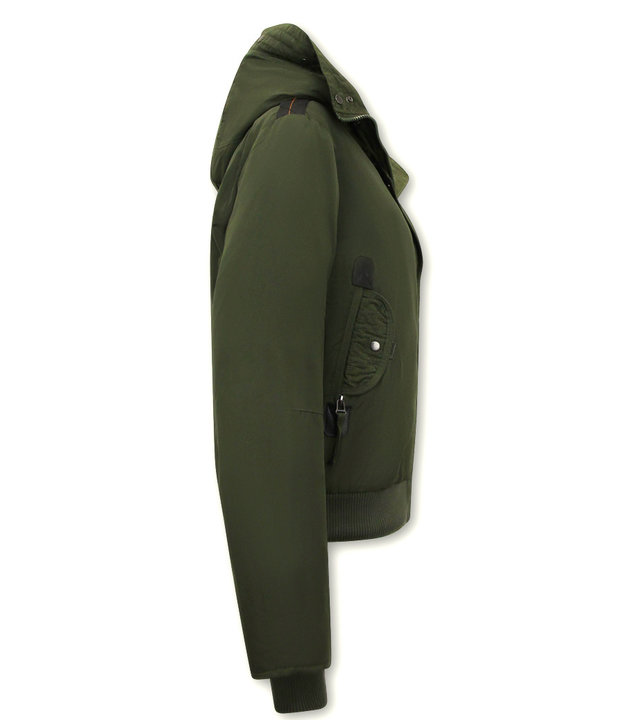 Gentile Bellini Kurze Damen Jacke mit Kapuzen - Grün