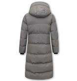 Matogla Winterjacke Damen Langn mit Kapuzen - Grau