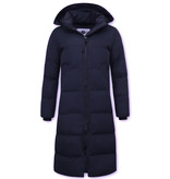 Matogla Lange Winterjacke Damen mit Kapuzen - Blau