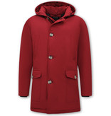 Enos Langer Winterparka Herren mit Kapuzen - Rot Enos Langer Winterparka Herren mit Kapuzen - Rot