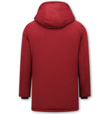 Enos Langer Winterparka Herren mit Kapuzen - Rot Enos Langer Winterparka Herren mit Kapuzen - Rot