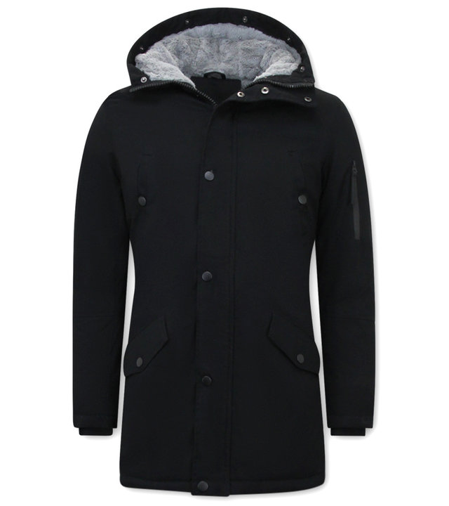 Enos Herren Winterjacke Schwarz Lang