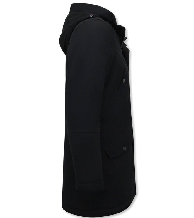 Enos Herren Winterjacke Schwarz Lang